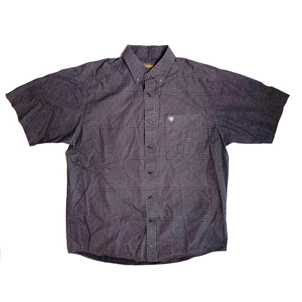 Ariat Polka Dot Button Down Shirt Short sleeve sz L good condition dry cleaned